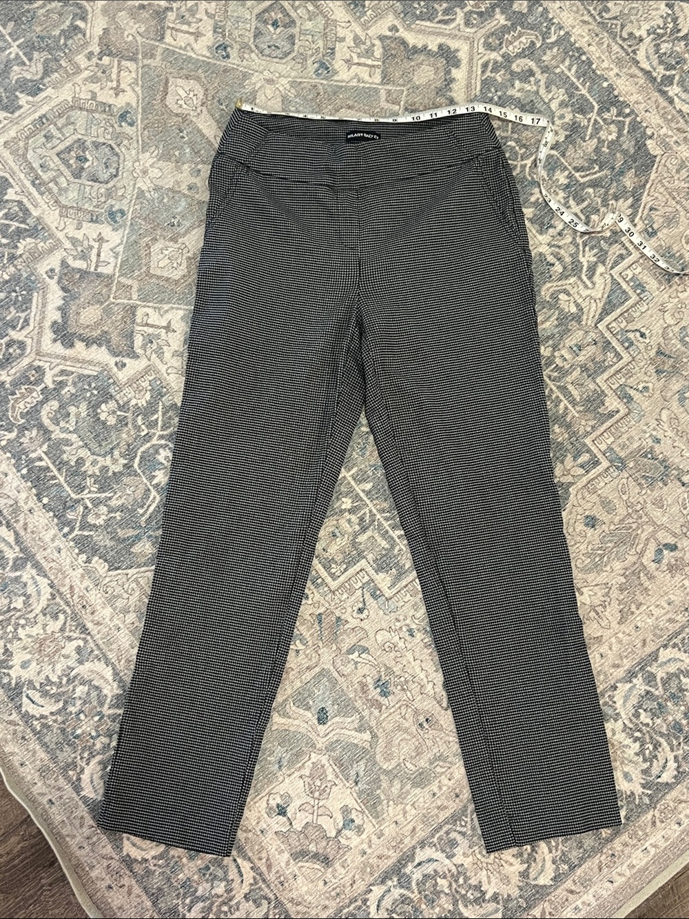 Hilary Radley Black & White Micro-Pattern Straight Leg Pants